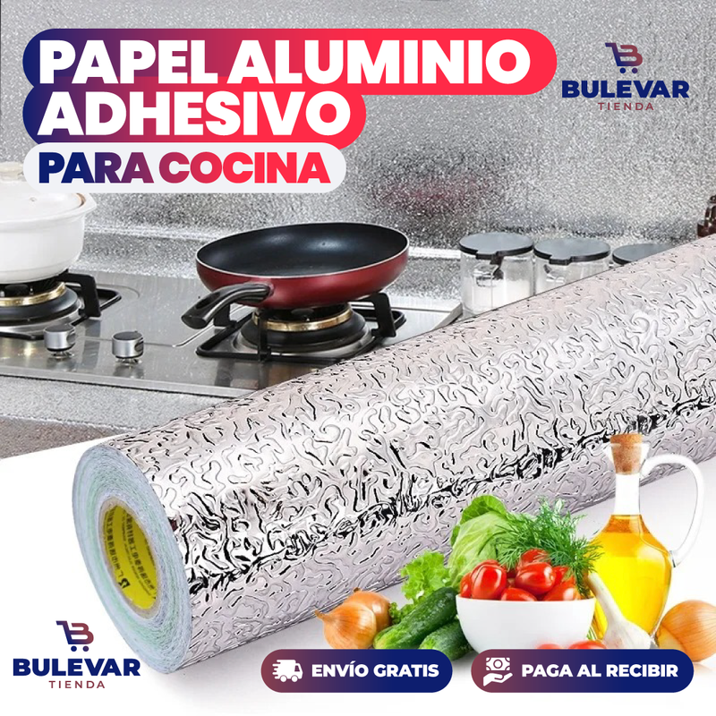 PAPEL ALUMINIO ADHESIVO DE COCINA