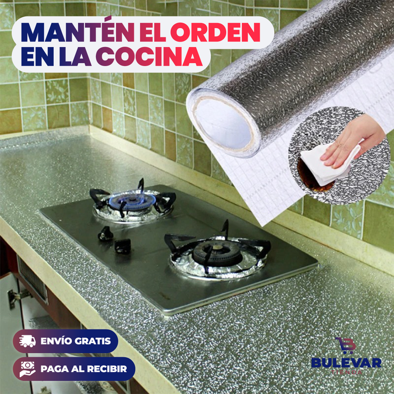 PAPEL ALUMINIO ADHESIVO DE COCINA